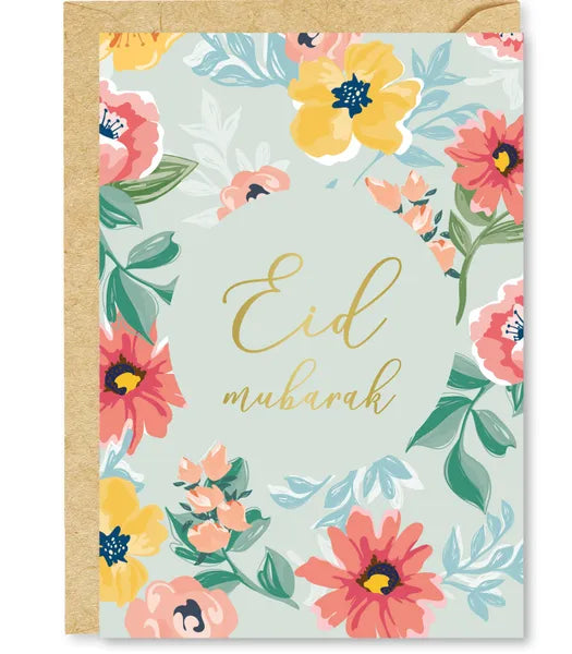 Eid mubarak wenskaart Bloemen