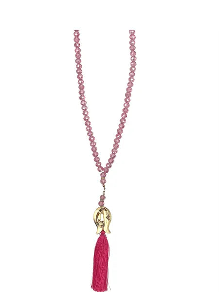 Kristal Tasbih Tassel Roze Transparant
