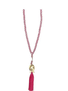 Kristal Tasbih Tassel Roze Transparant
