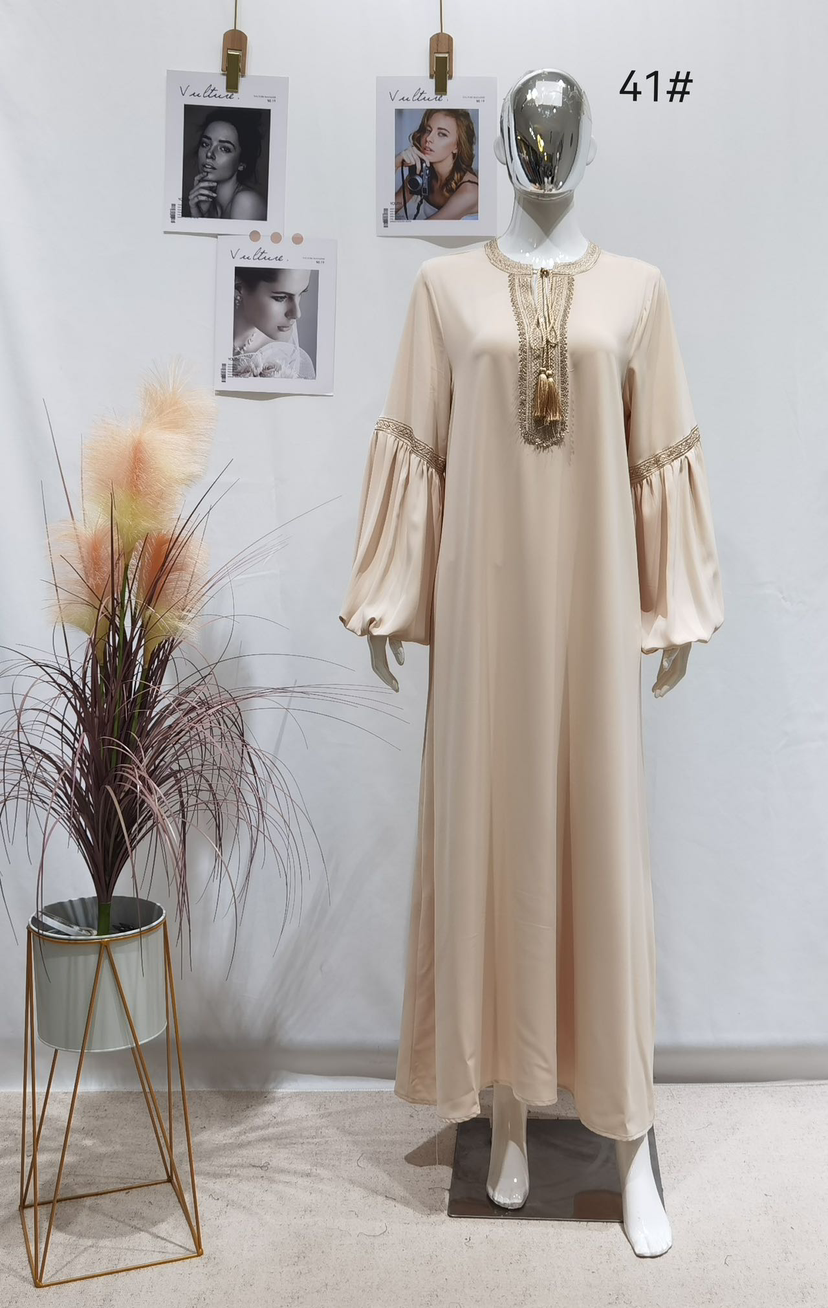 Abaya plofmouwen beige